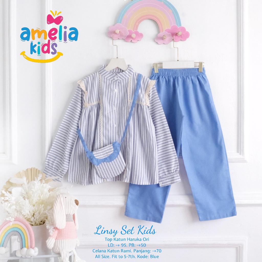 free tas setelan anak perempuan 5-7 tahun linsy reika set ori amelia kids