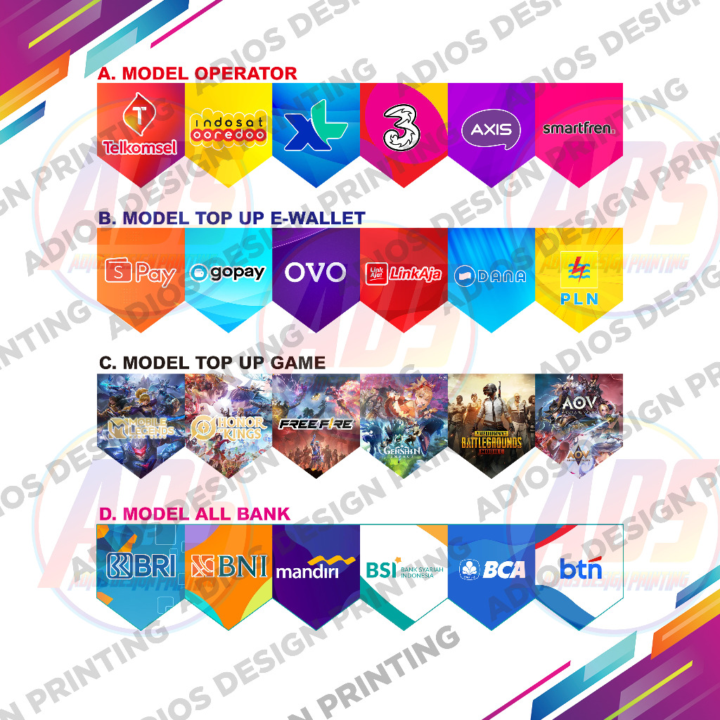 Banner Renda Konter  / Flag Banner / Spanduk Hiasan Konter / Renda Konter Model Lancip