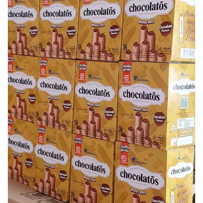 

SNACK WAFER ROLL CHOCOLATOS COKLAT 8,5grm per BOX isi 24 BUNGKUS
