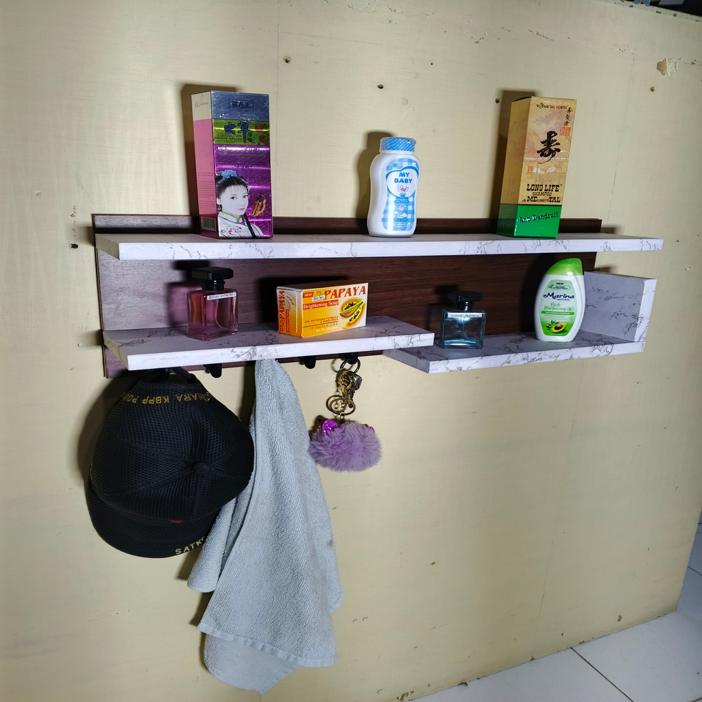 Rak Dinding Tempat Gantungan Kunci Rak Hias Dinding Ambalan Dinding-TANPA BOR DINDING