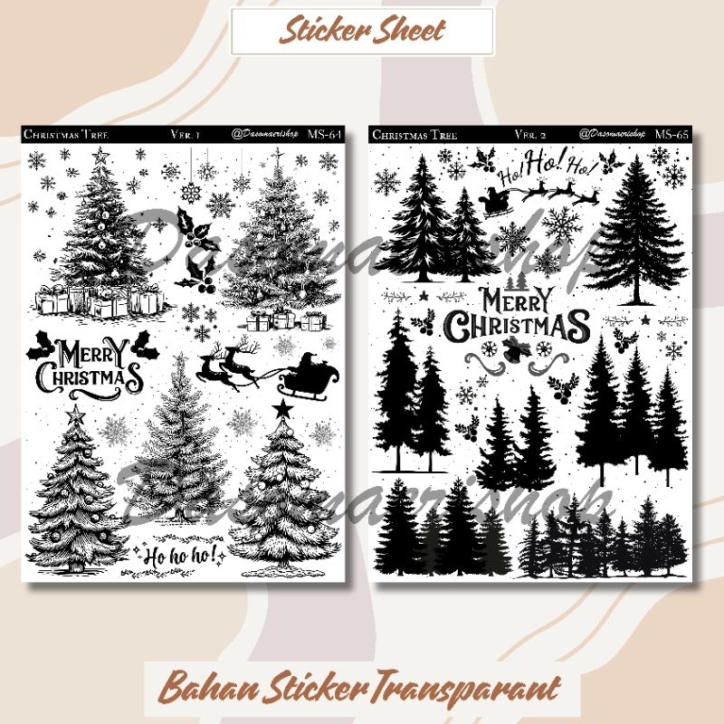 

Sticker Sheet Pohon Natal Stiker Christmas Tree Tema Dekorasi Journaling Scrapbook handmade by dasomaerishop