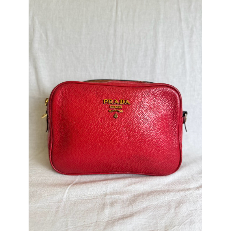 TAS PRAD@ RED VITELLO PHENIX LEATHER PRELOVED BAG BRANDED