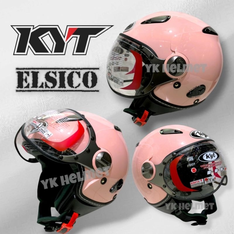 KYT ELSICO LIGHT PEACH ORIGINAL KYT - Helm Kyt elsico warna light peach Helm pilot / helm half face 