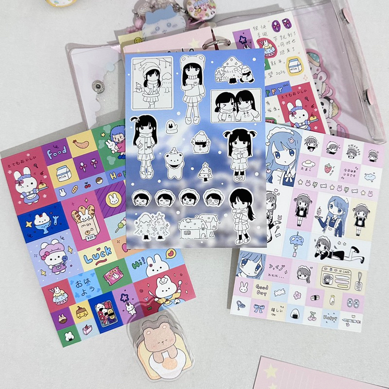

sticker sheet miffy maid cafe girl snow girl anime dekorasi journal vinyl matte stiker readystock