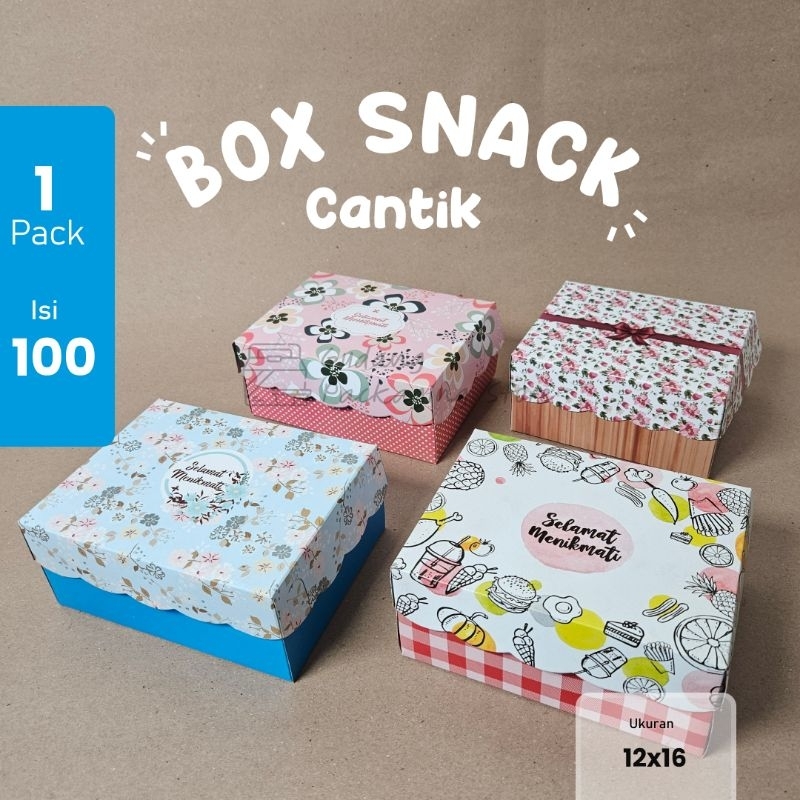100 pcs / 12x16 / Box Snack Cantik / Dus Kue Cantik / Box Kue / 250 gr BKC