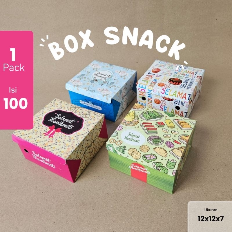 100 pcs / 12x12 / Box Snack Cantik / Dus Kue Cantik / Box Kue / 250 / 270 gsm UFE