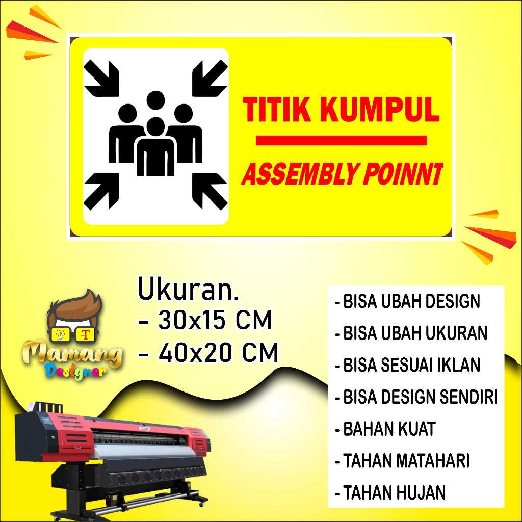 

Stiker Tempelan Tulisan Titik Kumpul Design Keren Bahan Glosy Kuning