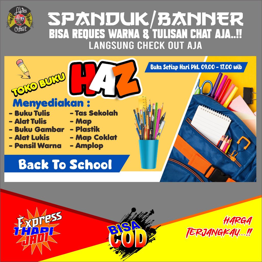 SPANDUK BANNER TOKO ALAT TULIS