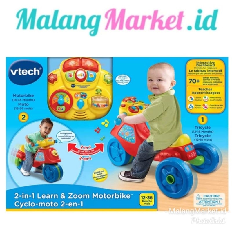 VTech 2 In 1 Learn & Zoom Motor Bike Ride On Vtech Ride On Malangmarket.id