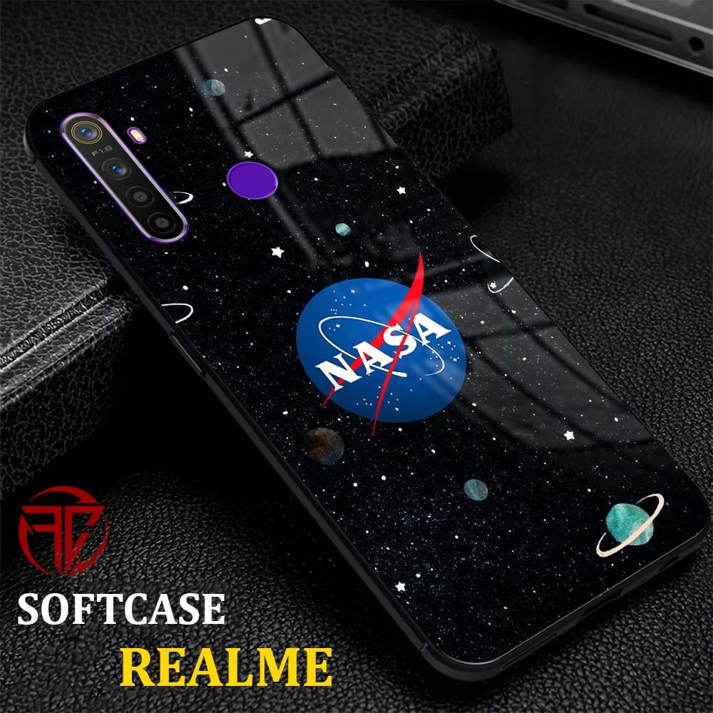 AM12 Softcase Kilau | Realme 3 C3 5 5i 5s 5Pro | Case Glass Kaca Mika Pelindung Hp Silikon Motif Pla