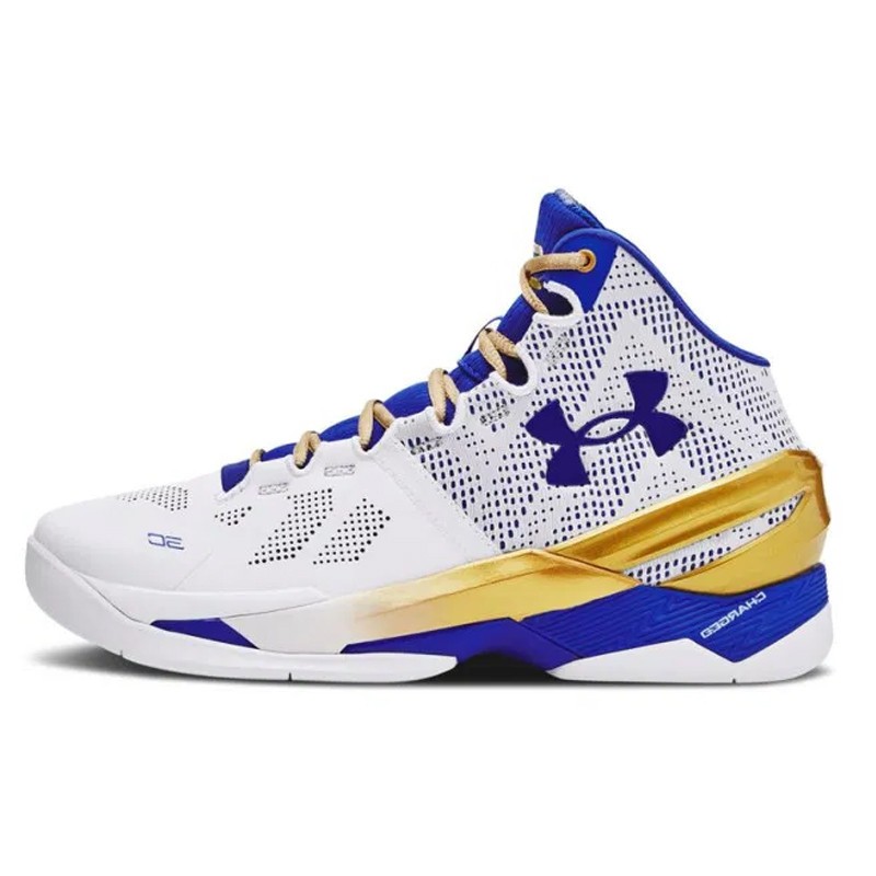 Sepatu Basket Under Armour curry 2 retro gold rings white