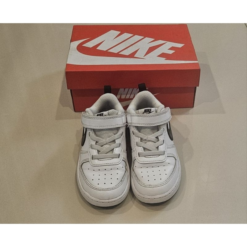 Sepatu NIKE COURT BOROUGH LOW 2 (TDV)/ Sepatu Anak NIKE / Sepatu Bayi NIKE - PUTIH HITAM (PRELOVED)