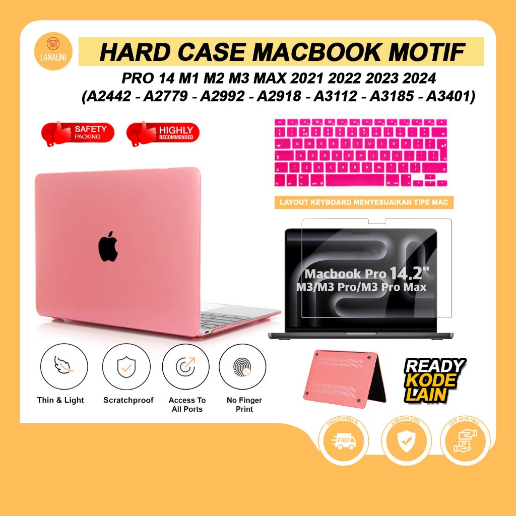 Hard Shell Case Cover for Apple MacBook Pro M4 14 inch A3112 A3185 A3401 M3 A2918 A2992 M2 A2779 M1 