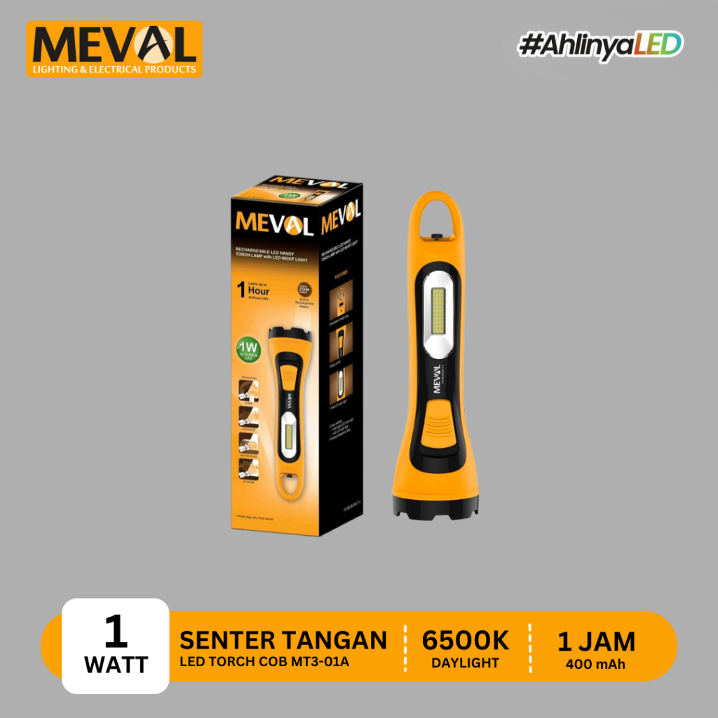 MEVAL Senter LED 1 Watt LED COB Cahaya Putih