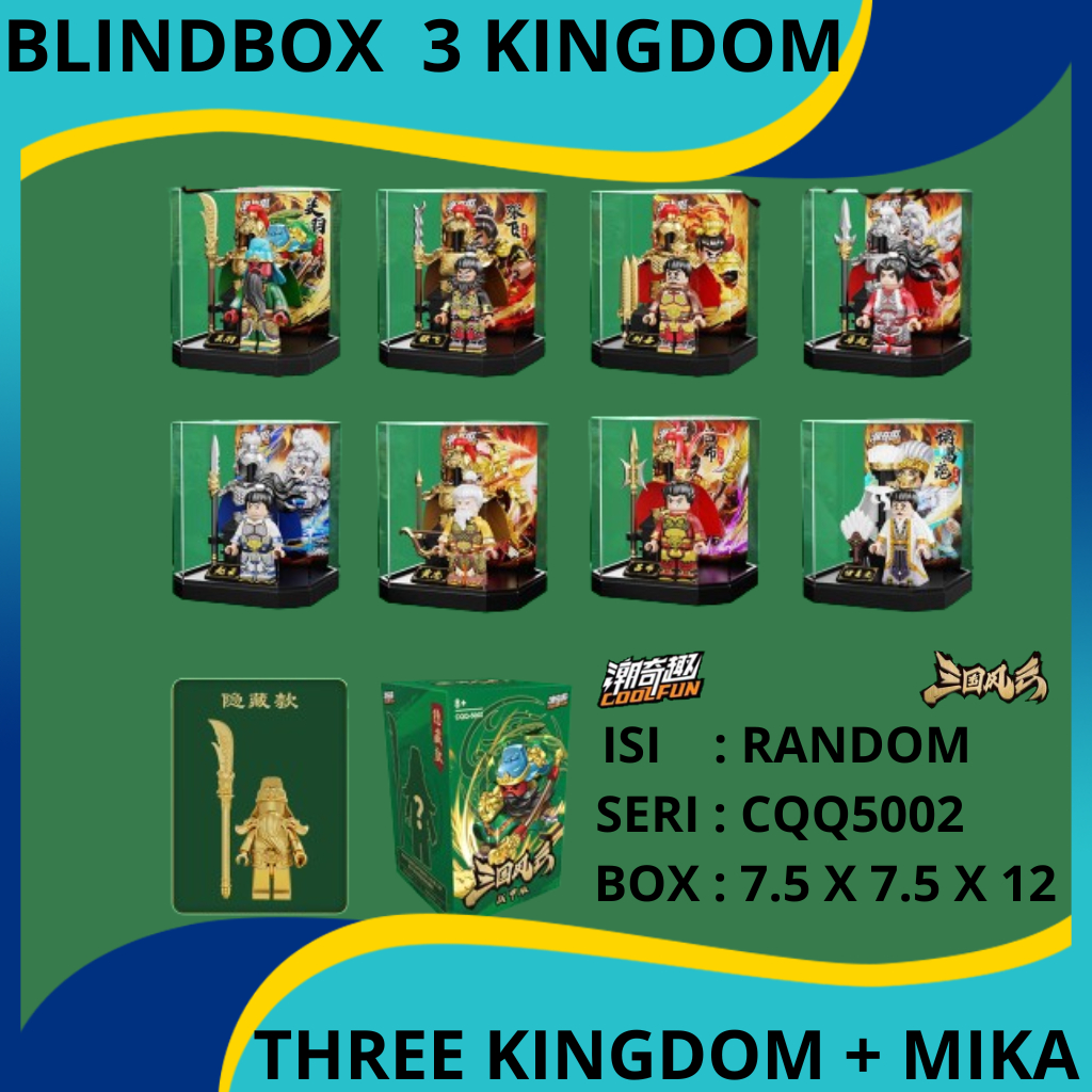 BLINDBOX BRICK Coolfun BRICKS Three Kingdom Heroes Collection SAMKOK 3 RAJA LIU BEI GUAN YU ZHANG FE