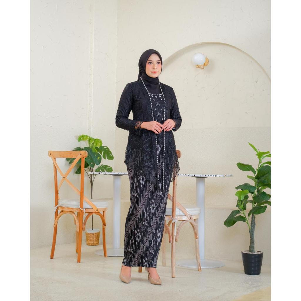 Setelan kebaya kutubaru tile payet exclusive jahitan tangan / Baju kebaya modern buat kartini & brai