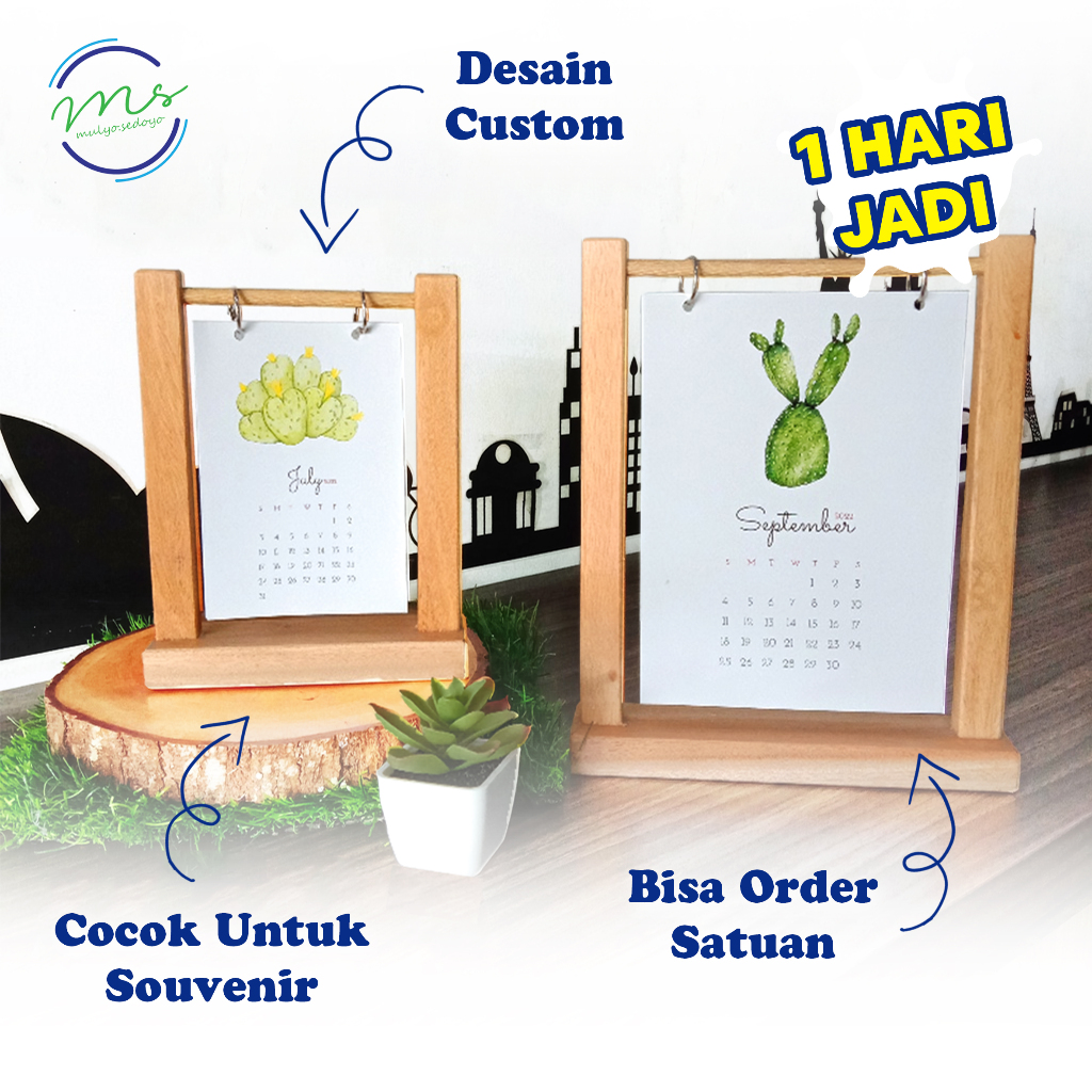 

2025 Kalender Meja Plus Easel atau Plus Stand Gantung Kalender Mini Ukuran A6 dan A5 Cocok untuk Hampers