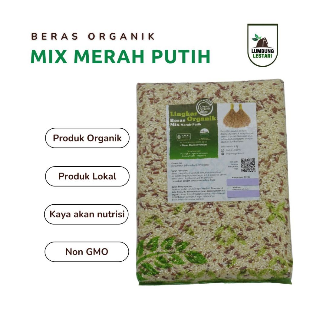 

Beras Mix Merah-Putih Vakum - Lingkar Organik 2Kg