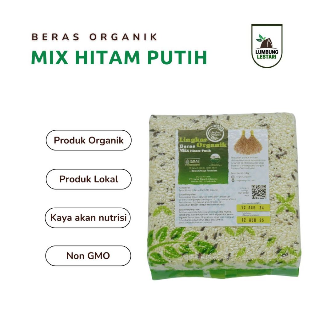 

Beras Mix Hitam-Putih - Lingkar Organik 1Kg