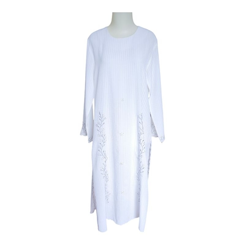 Setelan gamis putih bordir bunga size M