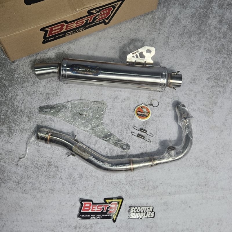 Knalpot Best3 Sukhoi Titanium Vespa Sprint Primavera S LX