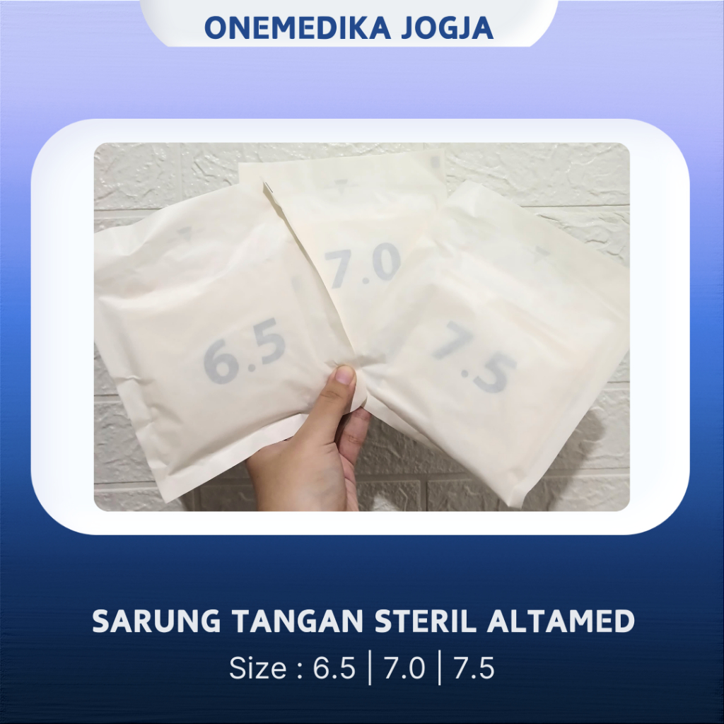 Handscoon Altamed Steril Sachet Warna Putih Sepasang / Sarung Tangan Steril Ukuran 6,5 7