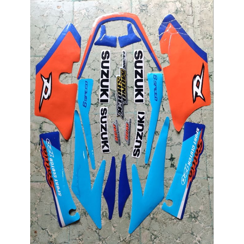 setiker fullset Suzuki satria lumba 2tak 120cc warna Oren tosca