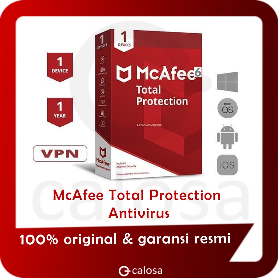 McAfee Total Protection Antivirus Lite Ori 1 Device 1 Year Resmi Box