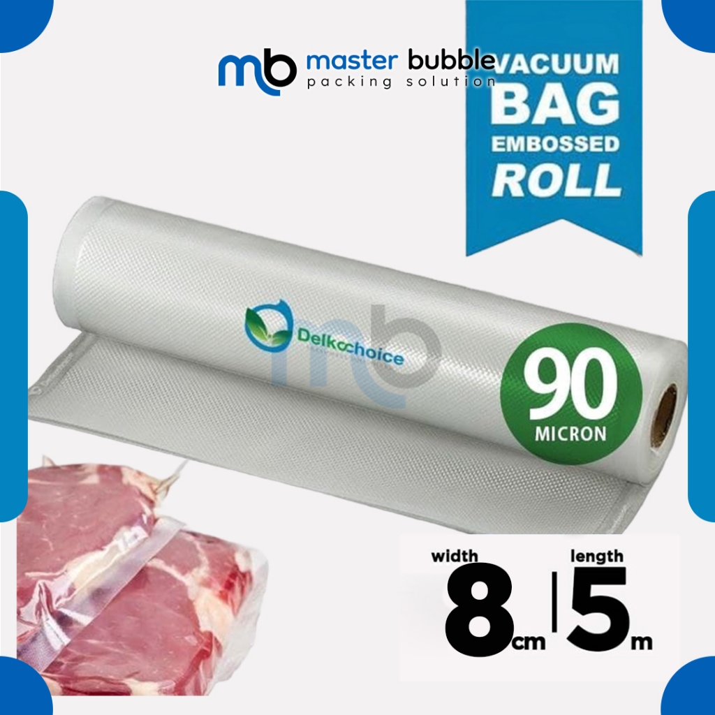 Vacuum Embossed Roll Bening 8cm x 5 meter Plastik Vakum Makanan Vacum Bag Sealer  - Delkochoice