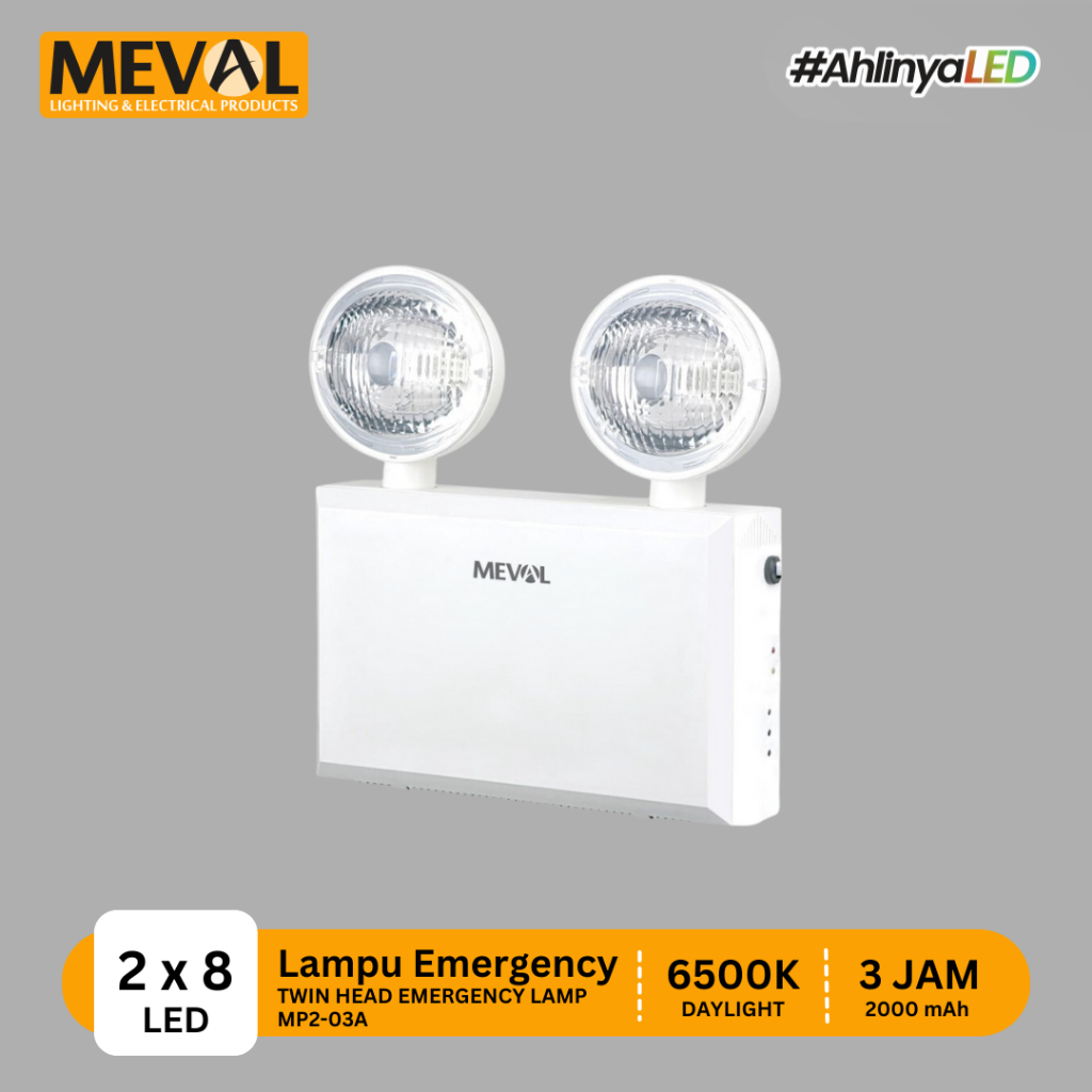 MEVAL Lampu Emergency Compact Twin Head 2x4W - Putih