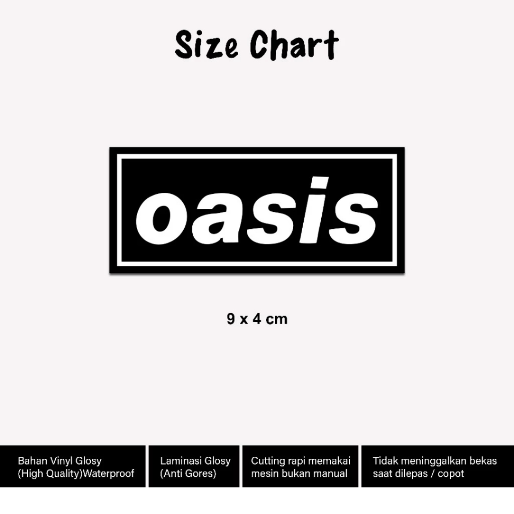 

Stiker Oasis Band Pop Print Cut Sticker Gitar Koper HP Notebook Helm