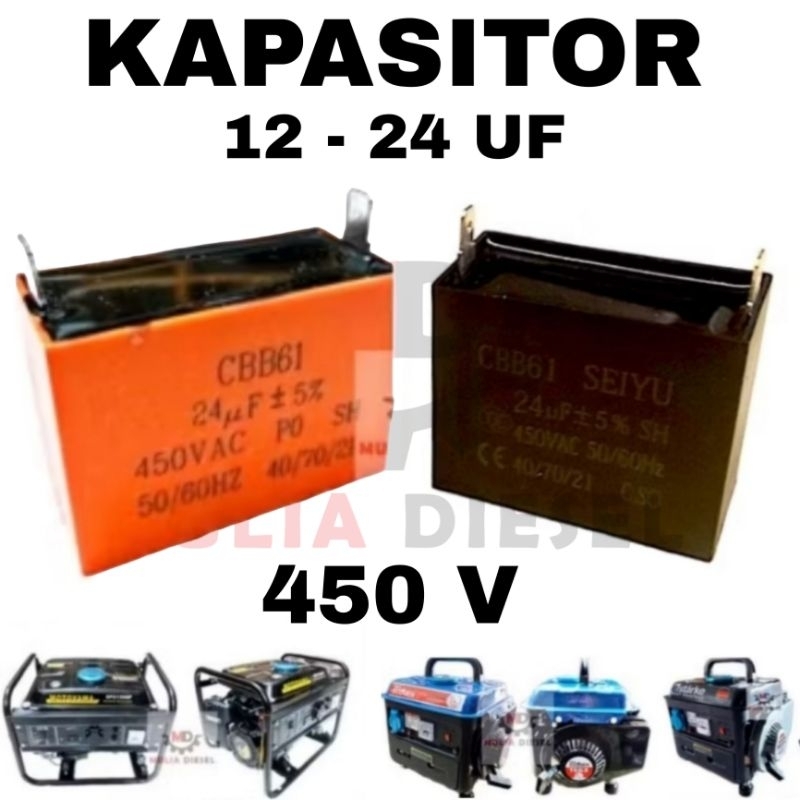 Kapasitor Capacitor 24UF 24 12 uf Genset 2tak 4 tak 950 1500