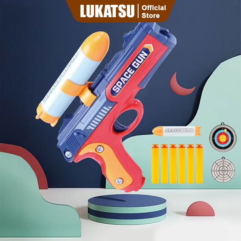 LUKATSU Pistol Mainan Anak 2 IN 1 DIY Merakit Pistol Peluru Paintball & Peluru Lembut Mainan Soft Pi