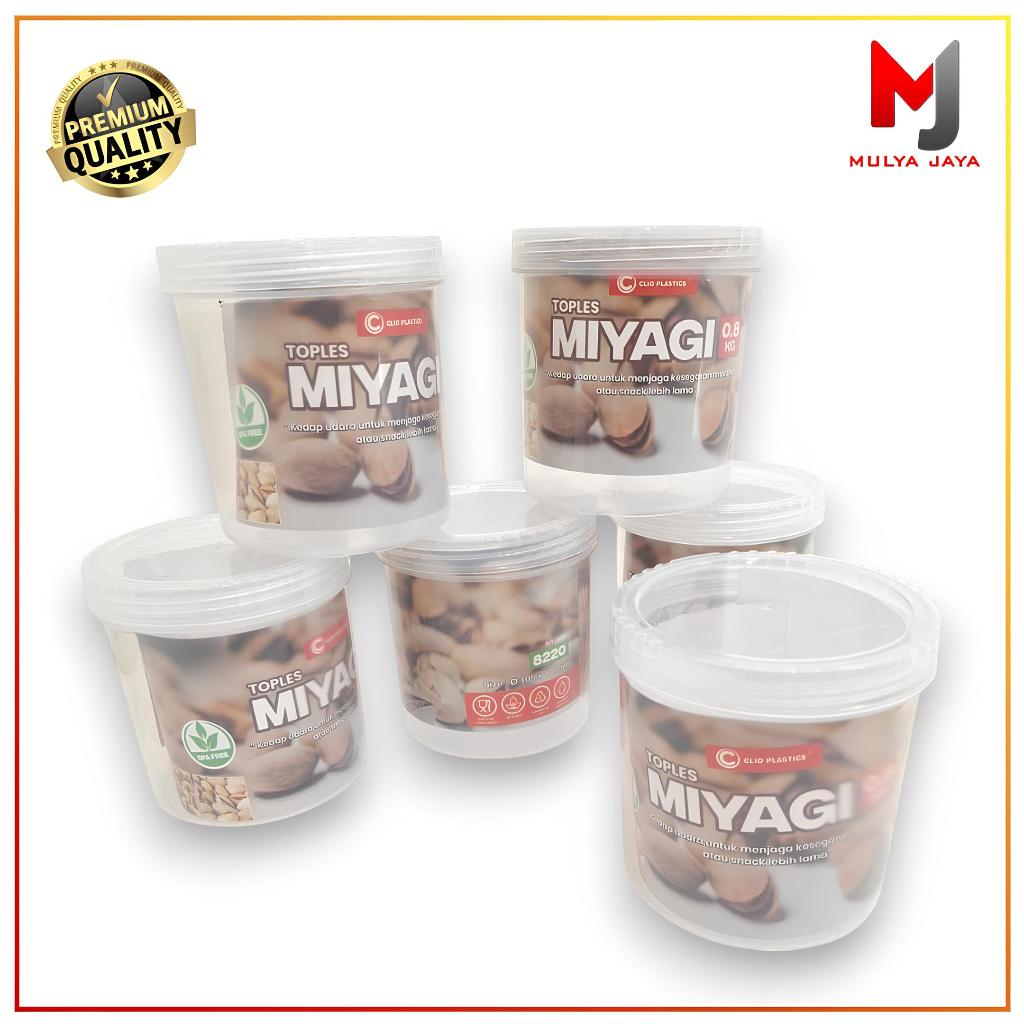 Mulya Jaya Set (6Pcs) Toples Kue Kering Miyagi 0.8KG Plastik/ Toples Drat Plastk Bulat Kecil