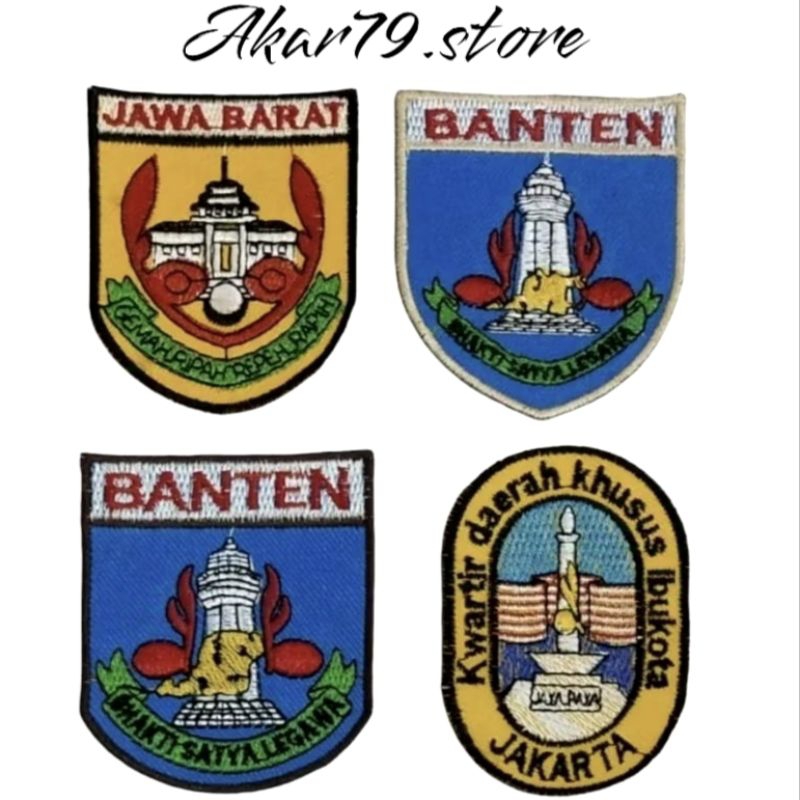 BORDIR,BADGE,PATCH,EMBLEM,LOGO,ATRIBUT,PRAMUKA,KWARDA,JAWABARAT,DKI,BANTEN