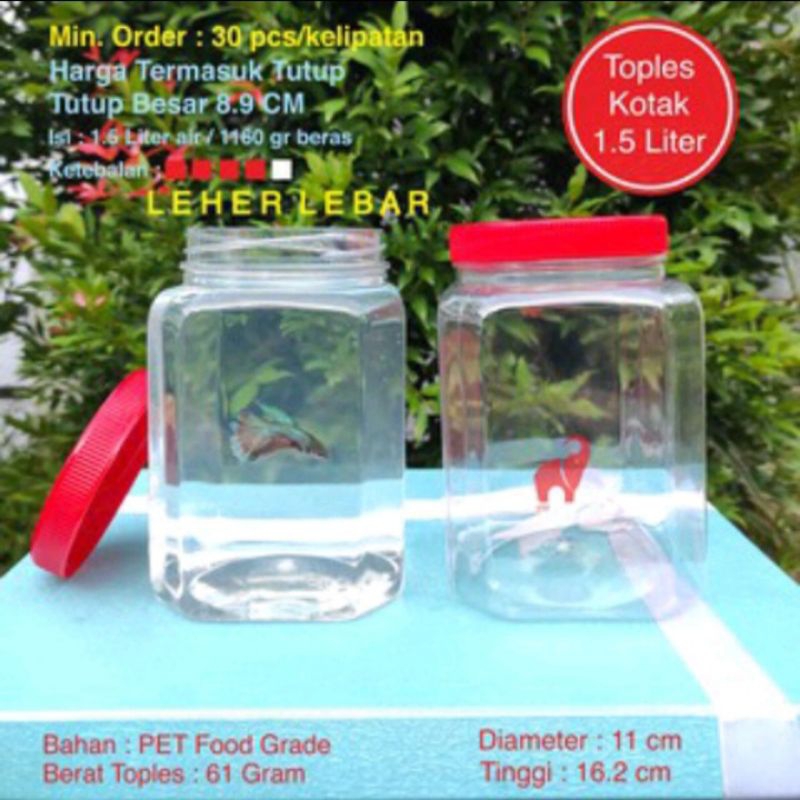 Toples Plastik Kotak Ikan Cupang 1500 ml 1,5 Liter Tebal