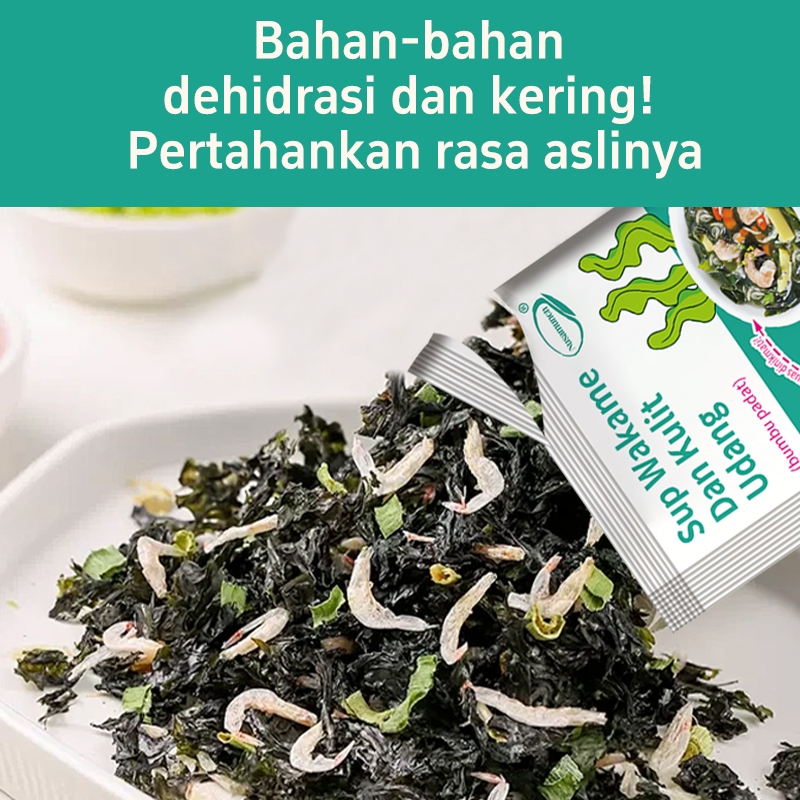 

QH Nusamunch Paket Bahan Sup Instan Rumput Laut dan Udang, Cukup Diseduh dan Siap Disajikan. Praktis