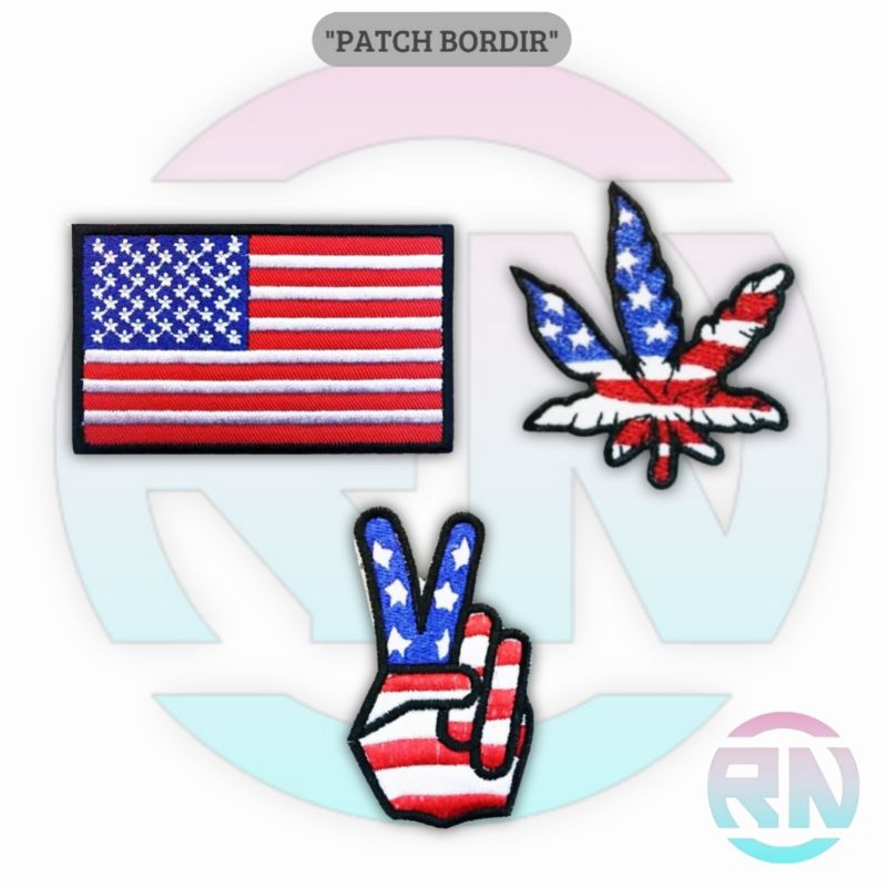 Emblem Patch Jahit Bordir Karakter Amerika Logo Iron Patch Bordir Aksesoris Emblem Karakter Bordir P