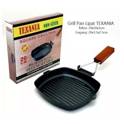 TEXANIA NON-STICK SQUARE GRILL PAN 20 CM / COOKWARE TEFLON PANCI PANGGANG SERBAGUNA