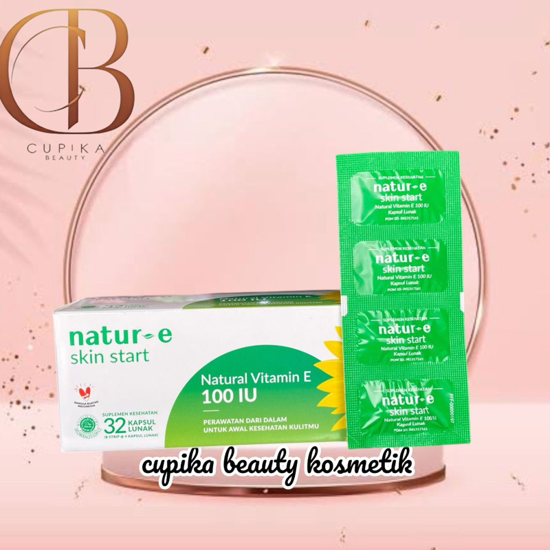 pc,oz}  [32 caps hijau] NATUR E skin start natural vitamin E 100iu - natur-e 32 kapsul lunak