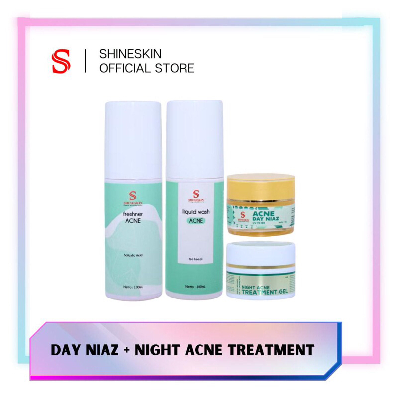 Shineskin paket acne whitening glowing - Paket acne glow perawatan acne/ paket jerawat