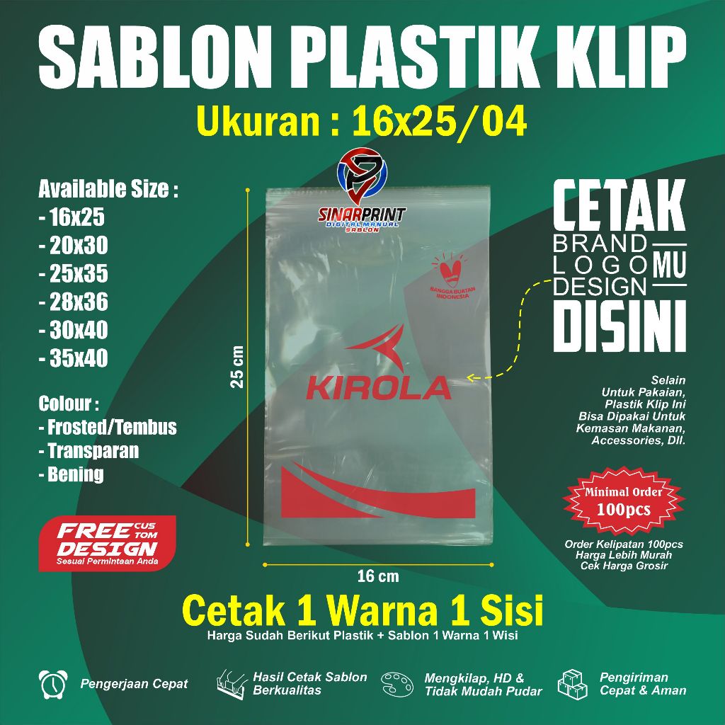 Sablon Plastik Ziplock Klip 16x25 Plastik Kemasan Packing HP Aksesoris Makanan