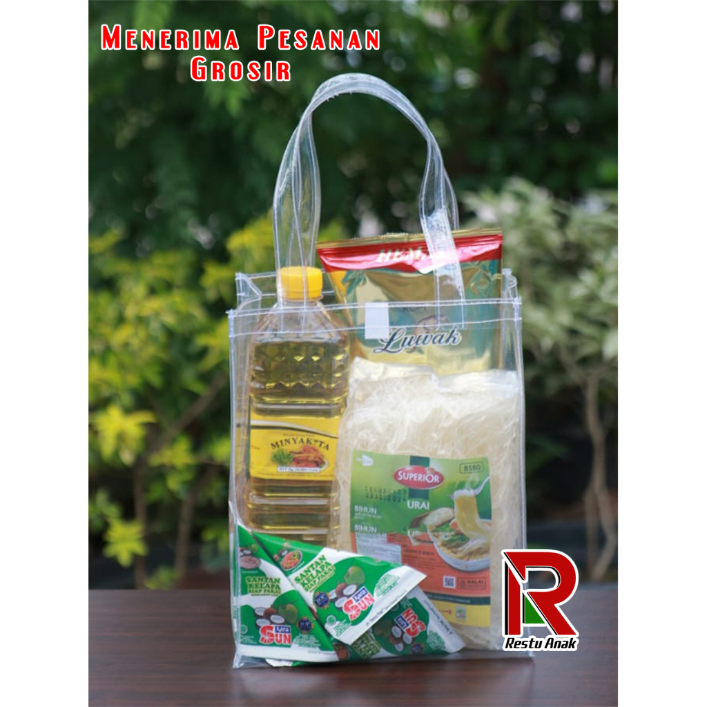 

20x13x25 Tas Mika Transparan Souvenir Ulang Tahun Anak / Goodie bagUlang Tahun Anak