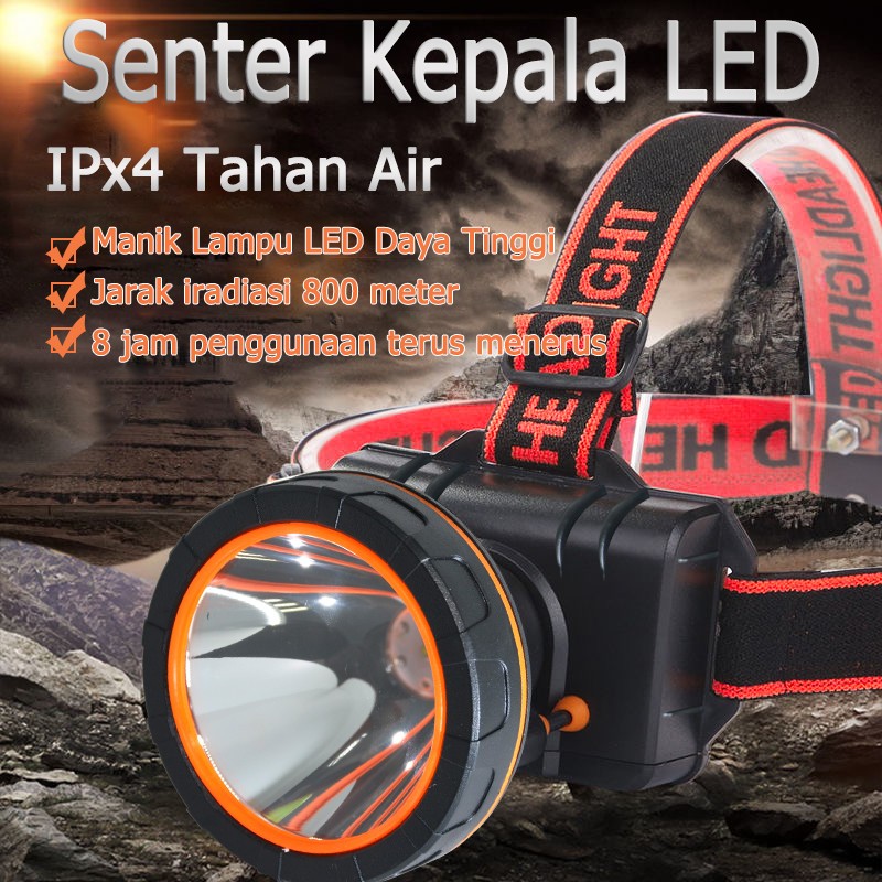 QYD Senter Kepala Tahan Air IPX4 headlamp Q7801 45Watt CAHAYA PUTIH Lampu Senter