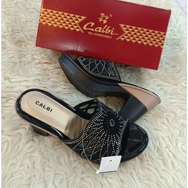 sandal calbi heels kombinasi warna