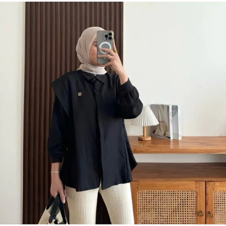 ANDINI BLOUSE SHAKILA IMPORT - BLOUSE SHAKILA LENGAN PANJANG - KEMEJA WANITA OVERSIZE