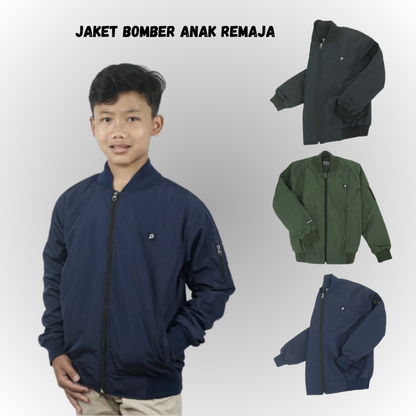 MUMAYIZ | jaket Bomber polos anak TK/SD/SMP usia 4-15  tahun bahan parasut taslan JN
