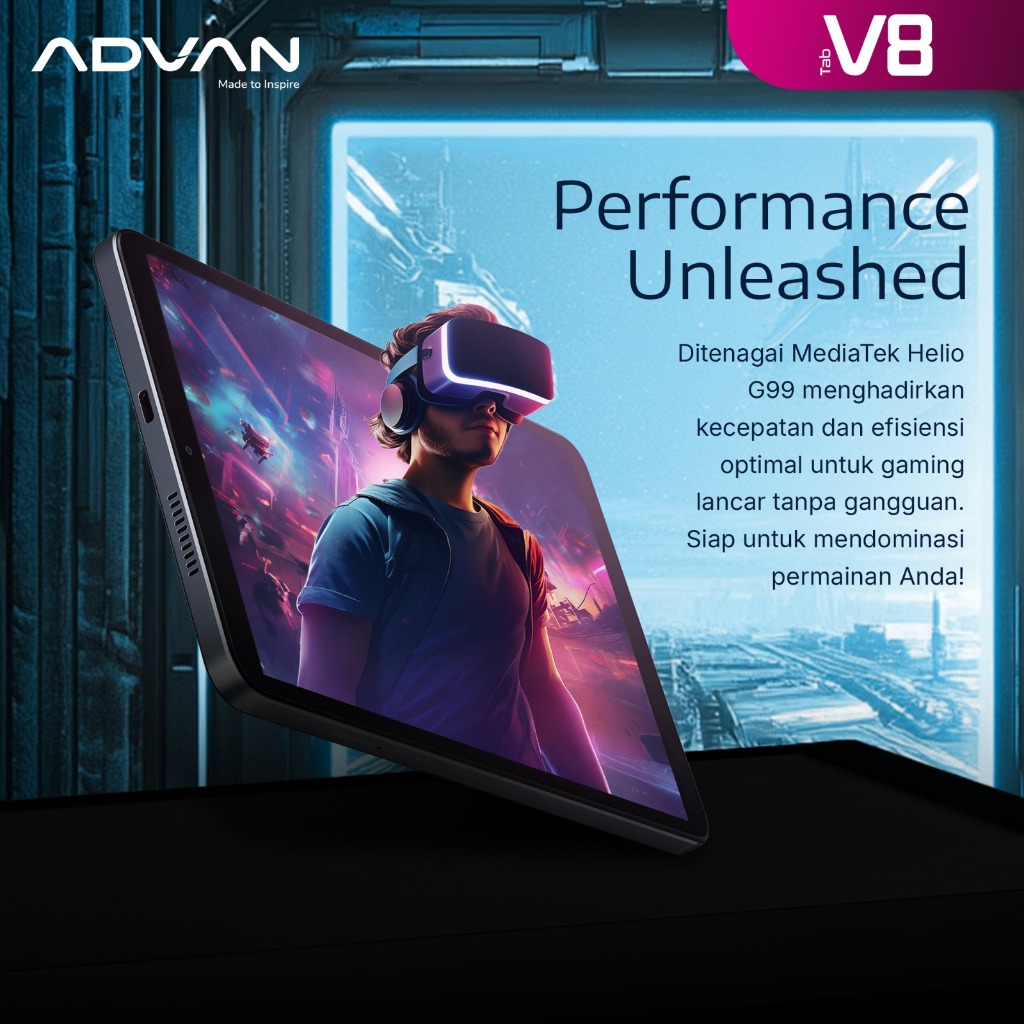 ADVAN Tab V8 Gaming Mediatek Helio G99 (8+8GB/128GB) IPS WUXGA FHD+ 1920*1200 Android 14-2