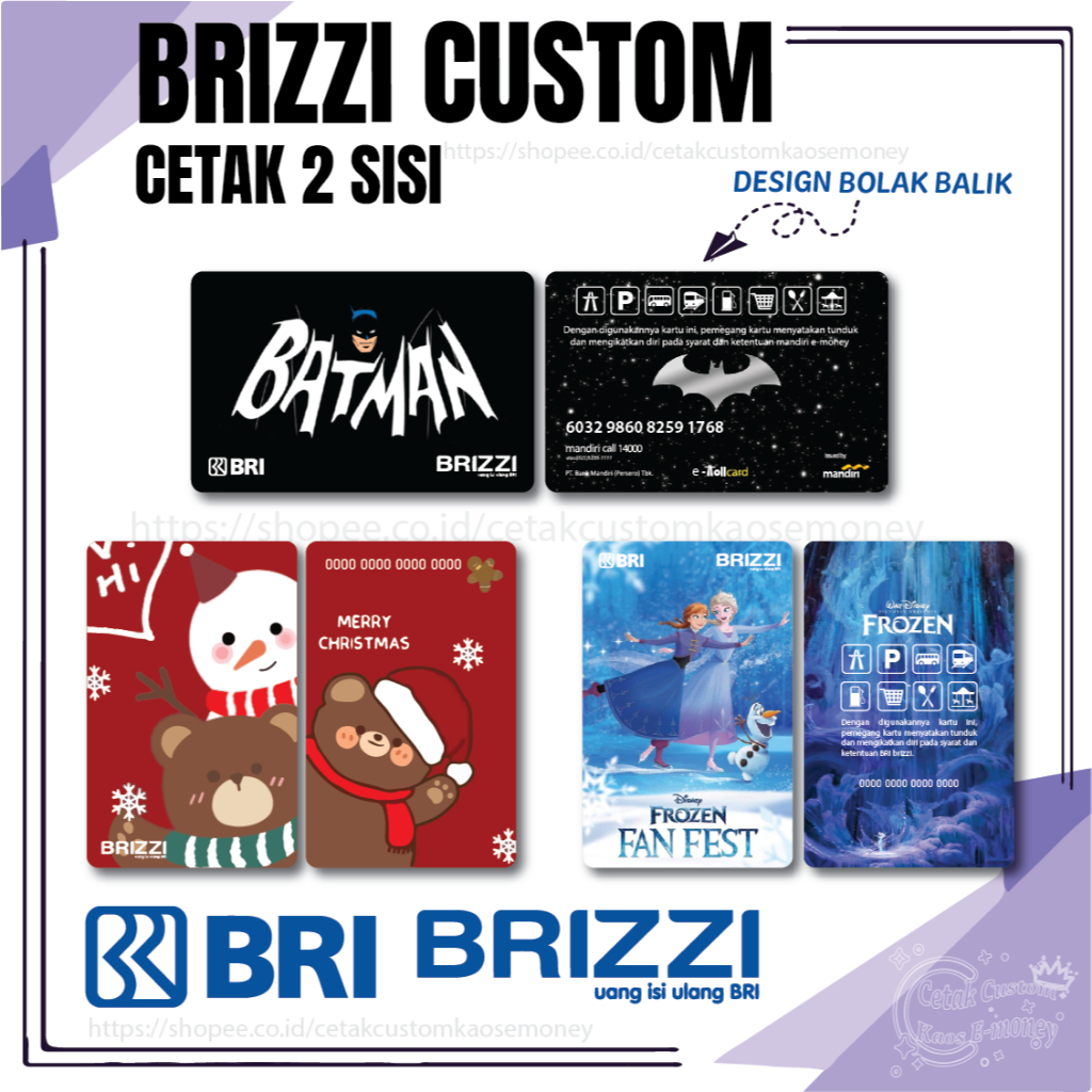CUSTOM DESIGN KARTU EMONEY BRI BRIZZI KARTU E MONEY E TOLL