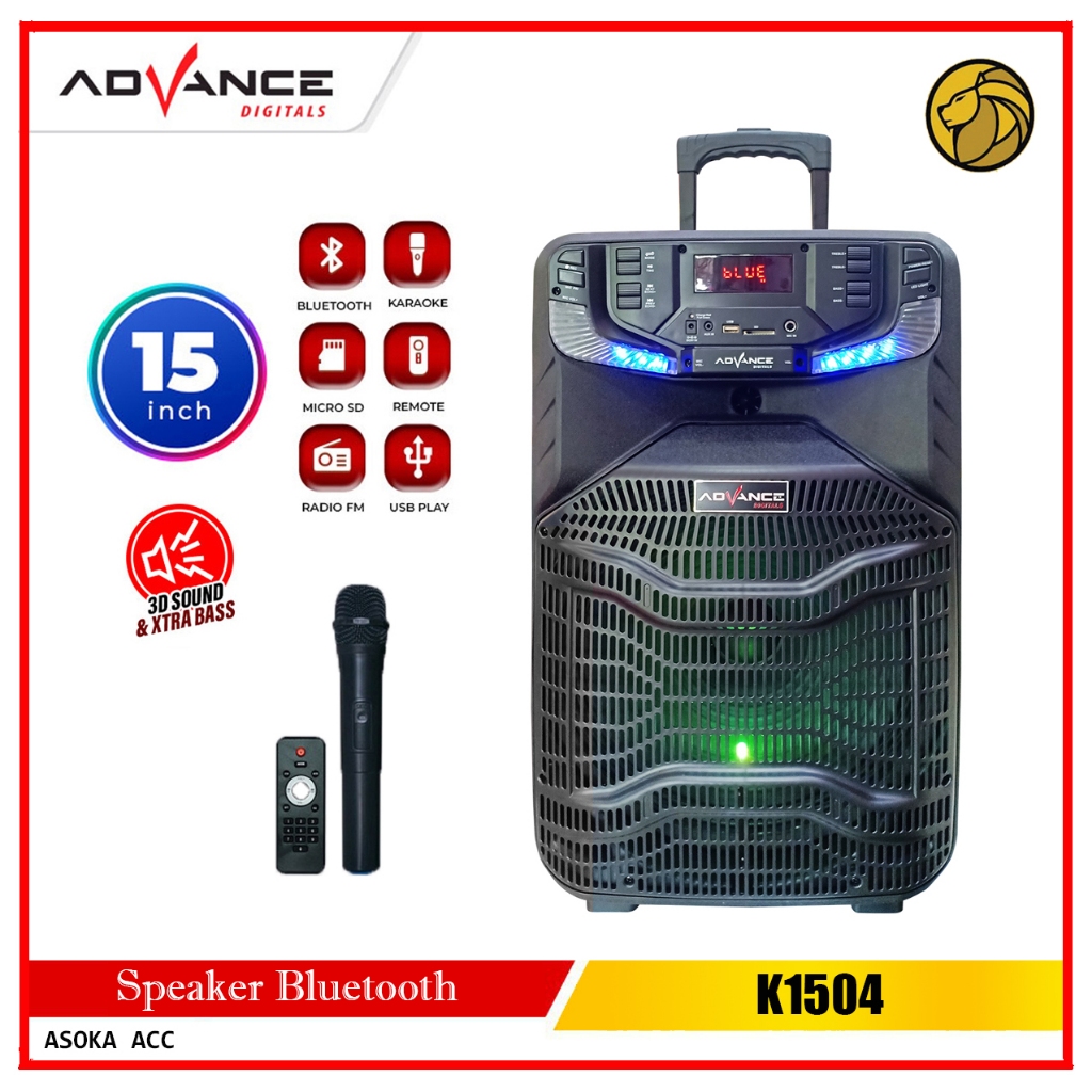 Advance K1504 Bluetooth Speaker 15 Inch 65W + Microphone Wireless